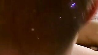 Little black bitch is yearning to ride a giant white dick