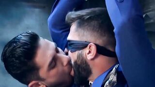 Anal having sex with a boss who is also blindfolded and bound