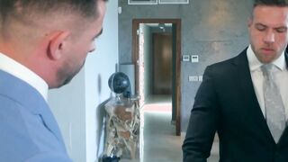 Businessman executive compelled to suck big cock and get rawed