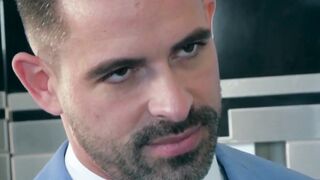 Businessman executive compelled to suck big cock and get rawed