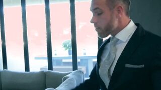 Businessman executive compelled to suck big cock and get rawed