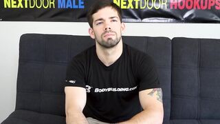 Solo hunk Julian Brady strokes cock after interview