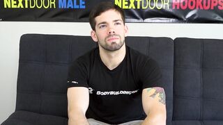 Solo hunk Julian Brady strokes cock after interview