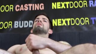 Solo hunk Julian Brady strokes cock after interview