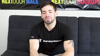 Solo hunk Julian Brady strokes cock after interview