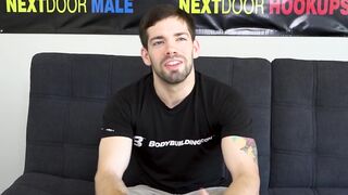 Solo hunk Julian Brady strokes cock after interview