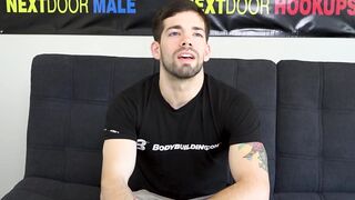 Solo hunk Julian Brady strokes cock after interview