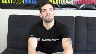 Solo hunk Julian Brady strokes cock after interview