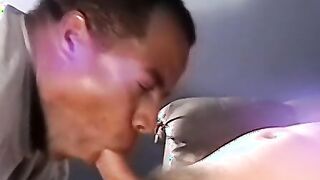 Two very ugly cock suckers have interracial fuck session