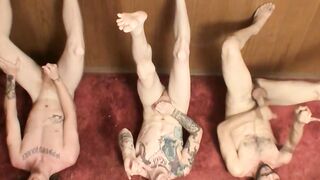 Naked dudes Jake Reid and Lex Lane rubbing rock hard dicks
