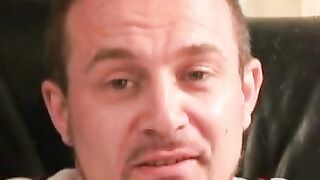 Hairy mature stud tugs on his dick and explodes with jizz