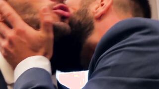 Classy gay chokes on massive dick before being analrammed