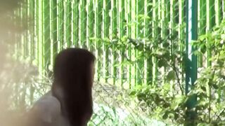 Adorable Japanese chicks peeing outside wherever they can