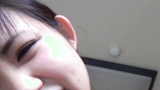 Young Japanese sweetie slowly riding cock in POV
