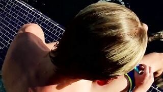 After going swimming blonde twinky strokes his cock