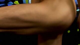 Young skinny gay dude having fun with his throbbing penis