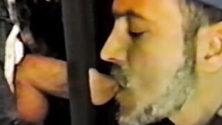 An old jock with a big cock and a deep throat sucks on random people