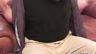 Fat gay dude wanks hard cock and lets us in on the action