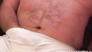 Fat gay dude wanks hard cock and lets us in on the action