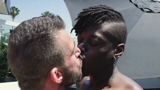 Marcel Eugene mushroom cock fills Tryp Bates mouth and shows deep throat skills