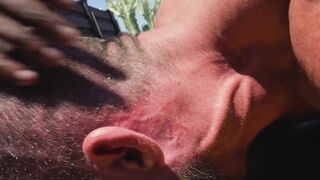 Marcel Eugene mushroom cock fills Tryp Bates mouth and shows deep throat skills