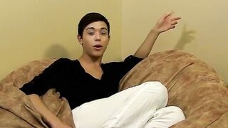 Teenage twinkle tugs at his hard boner revealing butthole