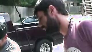 Hairy studs fix a car and end up rawfucking deep and hard
