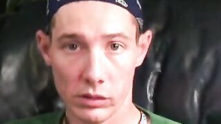 Rough gay shows off his body and big cock while masturbating