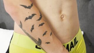 Dreamy Tatted twink Bert Kuna hot solo big dick wanking