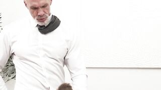 Horny DILF fucks his customers tight ass so hard