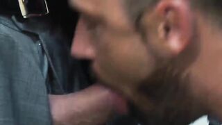 Man in a suit wild Logan Moore beat in a doggy fashion while rimming