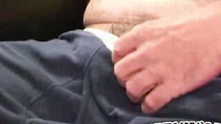 Sexy jerk off session with bearded old dude showing off