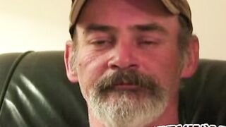 Sexy jerk off session with bearded old dude showing off