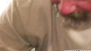 Sexy jerk off session with bearded old dude showing off