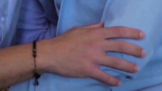 Hardcore fucking with two office dudes wearing a suit each