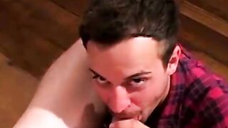 Twink analrammed hard after sucking cock in classic video
