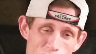 Amateur shoots a load in his hand after solo masturbation