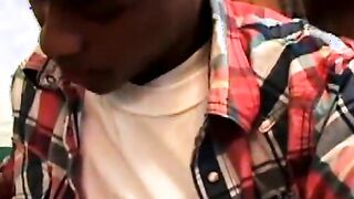 Short haired chick riding big fat dick after sucking it hard