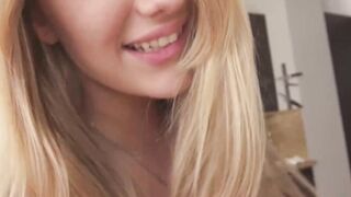 Sexy teen Kenna James arousing her sultry body while wearing a denim shirt
