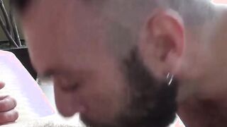 Rough hunk slaps his hot bottom jock with his rock hard cock