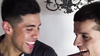 Cute Latino couple getting married just before POV facial