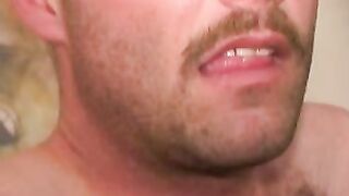 Hairy stud shoots a thick load after intense masturbation