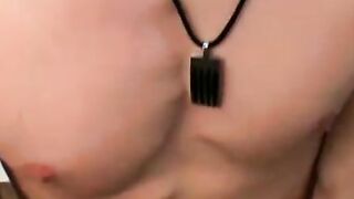 Dashing amateur strokes his throbbing dick in the kitchen
