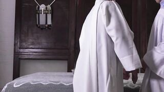 Holy father gets horny while supervising altar training