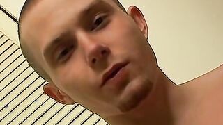 Stroking erect cock and cuming session with straight dude