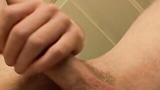 Stroking erect cock and cuming session with straight dude