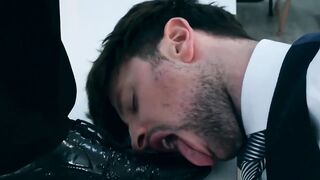 elegant hunk Franky Fox pays a suit tailor in raw drill bits
