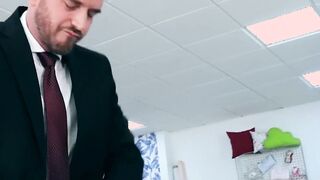 elegant hunk Franky Fox pays a suit tailor in raw drill bits