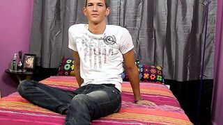 Handsome young man toys his ass after the interview