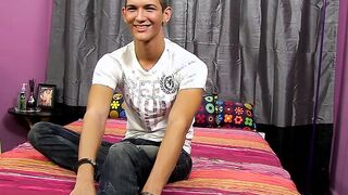 Handsome young man toys his ass after the interview